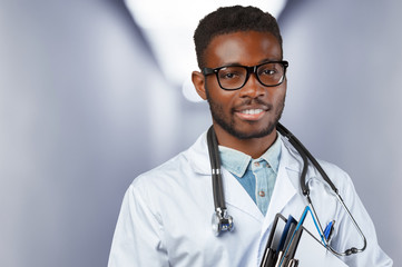 Poster - African american medical doctor man.