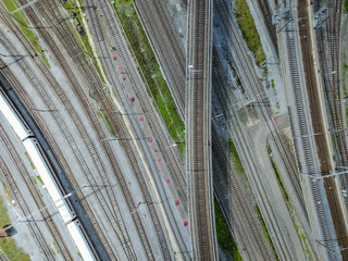 Wall Mural - Aerial view of railroad tracks