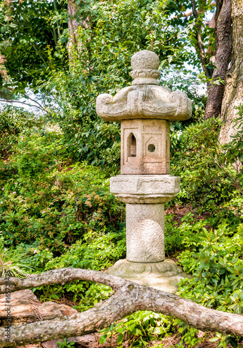 Japanese Style Stone Lantern In The Japanese Garden At Chicago