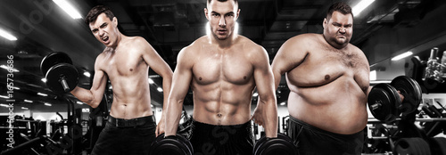 Foto Fat, fit and athletic men