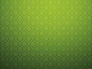 Wall Mural - green damask pattern background