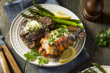 Canvas Print - Homemade Steak and Lobster Surf n Turf