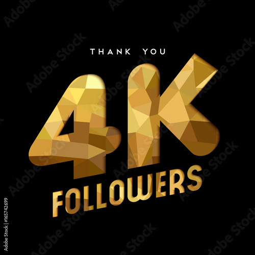 Valokuva 4k gold internet follower number thank you card