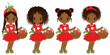 Vector Cute Little African American Girls  With Various Hairstyles