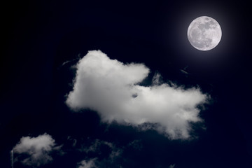 Wall Mural - full moon background night sky white cloud