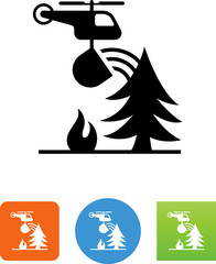 Sticker - Helicopter Fighting Forest Fire Icon - Illustration