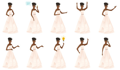 Sticker - Vector set of illustrations with bride character.