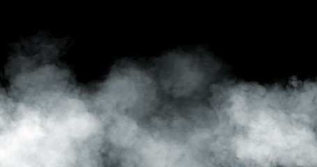 Wall Mural - perfectly seamless loop of smoke slowly floating through space against black background