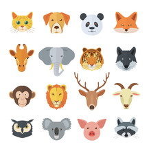 Set Of Animal Faces