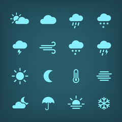 Wall Mural - Blue vector weather Icon set.