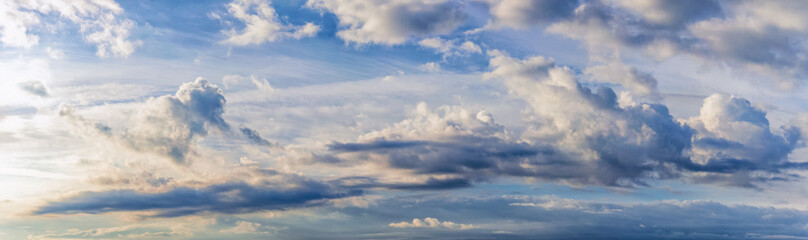 background, panorama of the sky with dramatic clouds