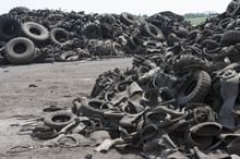 A Waste Heap Of Old Tires For Rubber Recycling