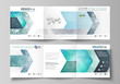 © Raevsky Lab - The minimalistic vector illustration of editable layout. Two modern creative covers design templates for square brochure or flyer. Chemistry pattern. Molecule structure. Medical, science background.
