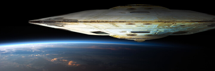 Wall Mural - a fleet of massive spaceships known as motherships take position over earth for a coming invasion at