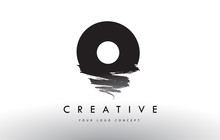 O Brushed Letter Logo. Black Brush Letters Design With Brush Stroke Design.
