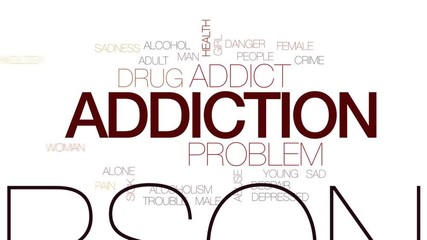 Wall Mural - Addiction animated word cloud, text design animation. Kinetic typography.