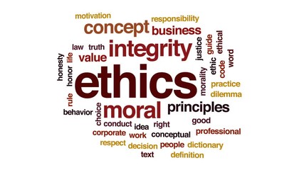 Wall Mural - Ethics animated word cloud, text design animation.