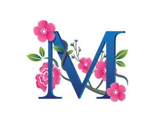 Elegant Floral M Alphabet Logo Illustration