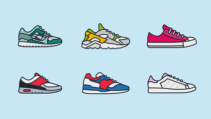 sneaker shoe minimalistic color flat line outline stroke icon pictogram symbol