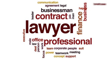 Poster - Lawyer animated word cloud, text design animation.