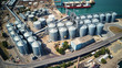 © Alexander Belinskiy - aerial view of wheat silos storage in sea port