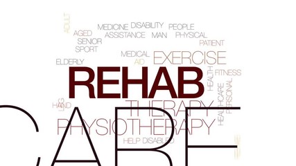 Poster - Rehab animated word cloud, text design animation. Kinetic typography.