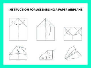 Instruction for assembling paper airplane