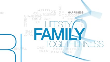 Sticker - Family animated word cloud, text design animation. Kinetic typography.