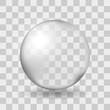 Big transparent glass sphere with glares and shadow. Transparency only in vector file