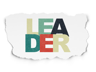 Business concept: Leader on Torn Paper background