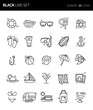 © pixome - Modern thin black line icons set of summer. Premium quality outline symbol set. Simple linear pictogram pack. Editable line series