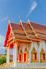 Old golden church  and blue sky.