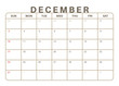 Monthly Calendar December 2017