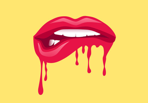Wall Mural -  - Trendy isolated drip lips