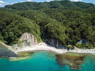 Wall Mural - Kiselev Rock. Forest Kadosh. Aerial view on coastline. Tuapse. Russia.