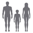 © mashot - Vector illustration of man, woman and child. Body proportions of human front view silhouettes.
