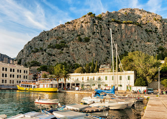 Wall Mural - SailBoats at harbor of Adriatic Sea in Omis Croatia