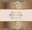 Antique luxury wedding invitation, gold on beige
