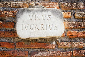 Sticker - Vicus Iugarius sign on brick wall in Rome