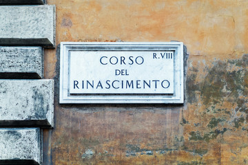 Sticker - Corso del Rinascimento Street sign of wall in Rome