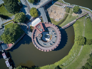  Aerial view of the Dohna tower, now the Museum of Amber in Kaliningrad, Russia