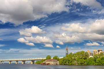 City landscape with clouds