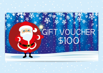 Sticker - Gift voucher with Santa Claus.