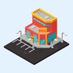 Wall Mural - Vector mall shop isometric buildings isolated