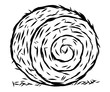rolled hay / cartoon vector and illustration, black and white, hand drawn, sketch style, isolated on white background.