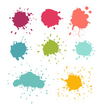 Paint Splats. Stain And Water Drop Set, Isolated Vector Illustration On White Background