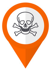 Fototapete - Skull orange pointer vector icon in eps 10 isolated on white background.