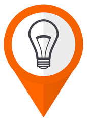 Leinwandbilder - Bulb orange pointer vector icon in eps 10 isolated on white background.
