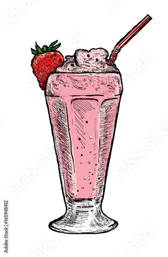 Classic Strawberry Milkshake With Cream In Glass Milk Shake Sketch Style Vector Illustration Old Hand Drawn Engraving Imitation Sweet Food Illustration Buy This Stock Vector And Explore Similar Vectors At Adobe