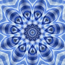 Blue And White Plaid Fabric Kaleidoscopic Pattern
